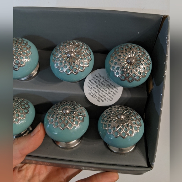 Casa Decor 8 Drawer Pulls Knobs  Home Decor Grey Silver Ceramic - Picture 2 of 3